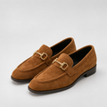 Women's brown horsebit loafers with gold-tone hardware