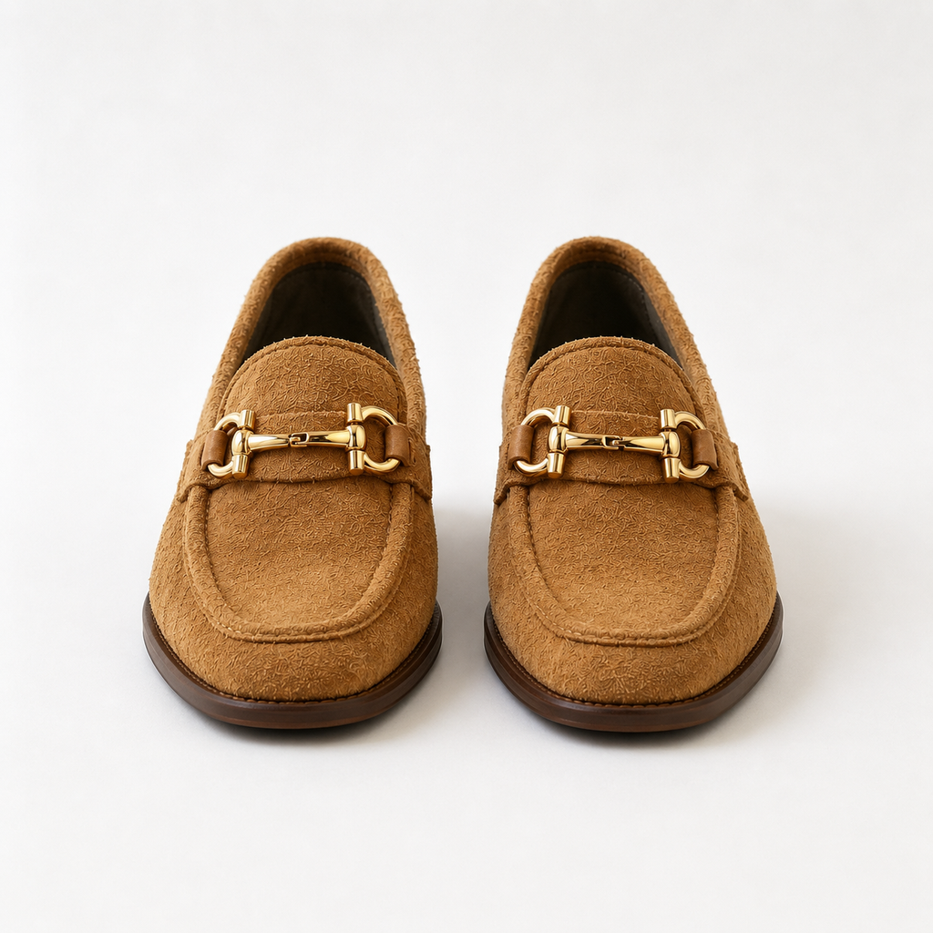 Women's brown horsebit loafers with gold-tone hardware