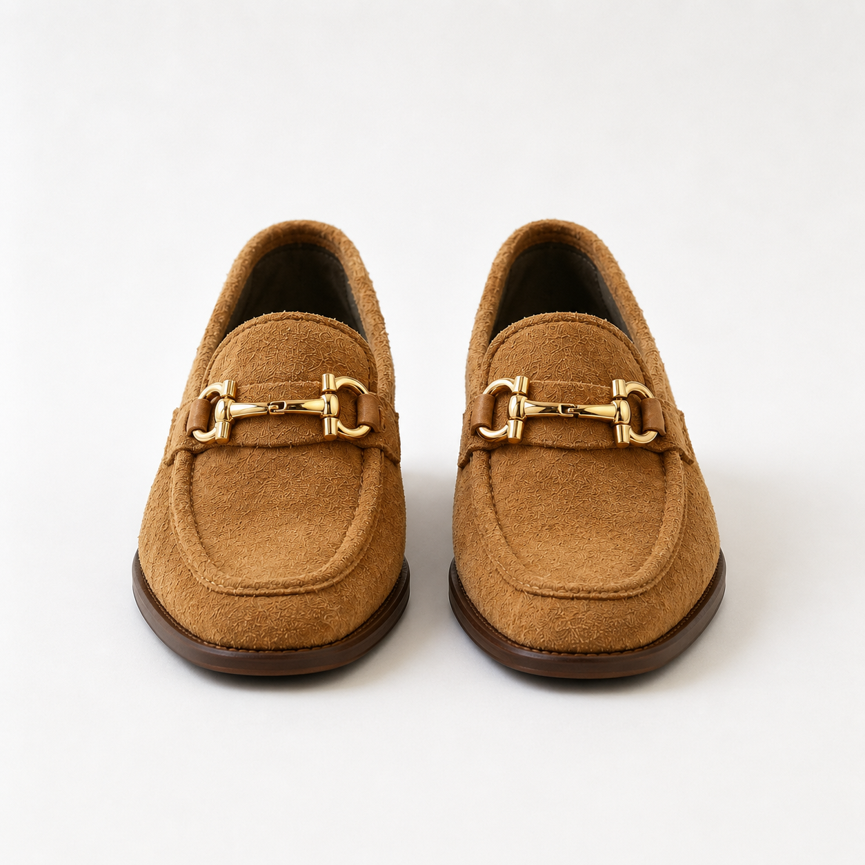 Women's brown horsebit loafers with gold-tone hardware