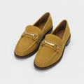 Women's mustard horsebit loafers with gold-tone hardware