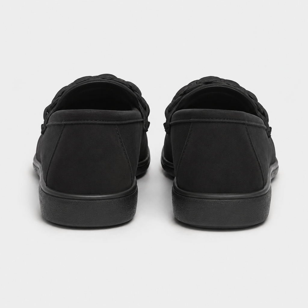Back view of women's black low heel loafers

细节图：
