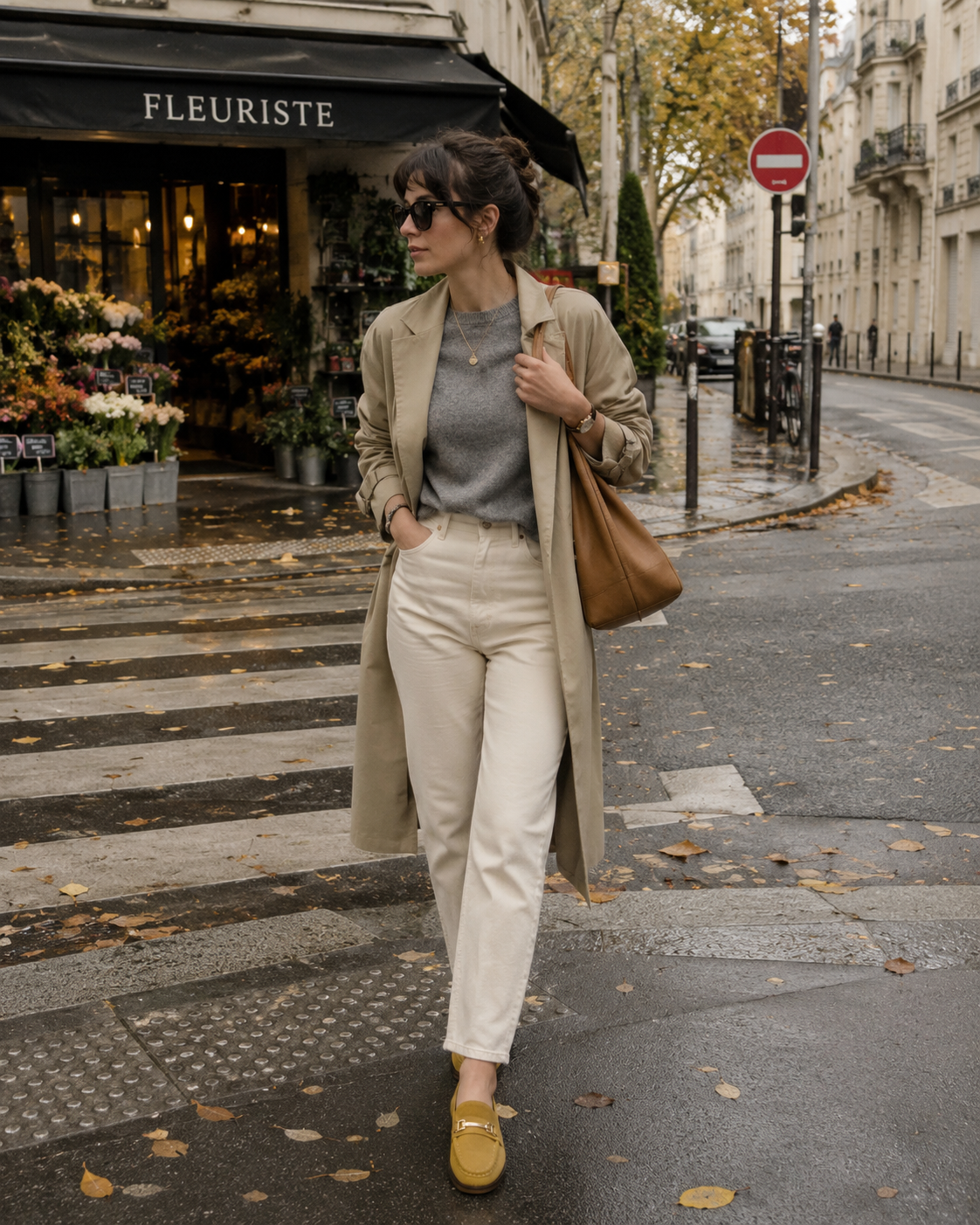 Women's mustard horsebit loafers styled with jeans