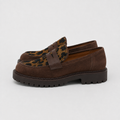 Women's brown leopard platform loafers with chunky lug sole, front view